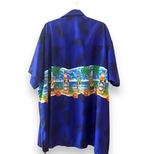 Rima Caribbean Mens 3XL Hawaiian Button Shirt Palm Trees Beer Island Hibiscus